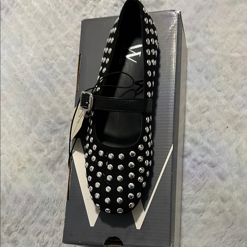 Worthington Women's Black Studded Flats